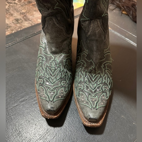 Corral Grey and Turquoise Western Cowboy Boots - Picture 2 of 7